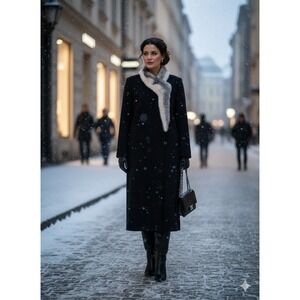 Vintage Alorna Petite Medium $395 100% Wool Real Fur Trim Forstmann Long Coat